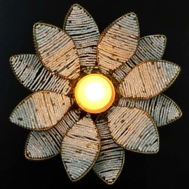 Beaded Lotus Stand - WHITE (BUY MORE, SAVE MORE!)