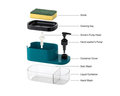 3 In 1 Soap Dispenser Hand Wash And Dish Soap With Sponge