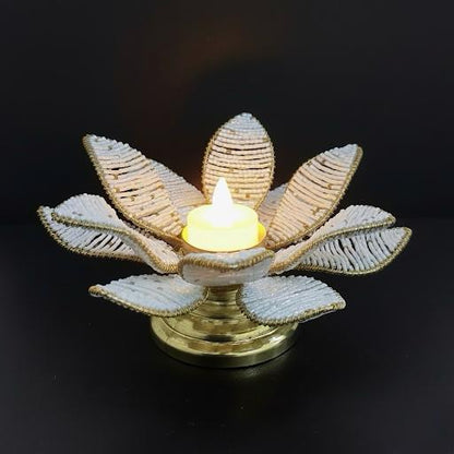 Beaded Lotus Stand - WHITE (BUY MORE, SAVE MORE!)