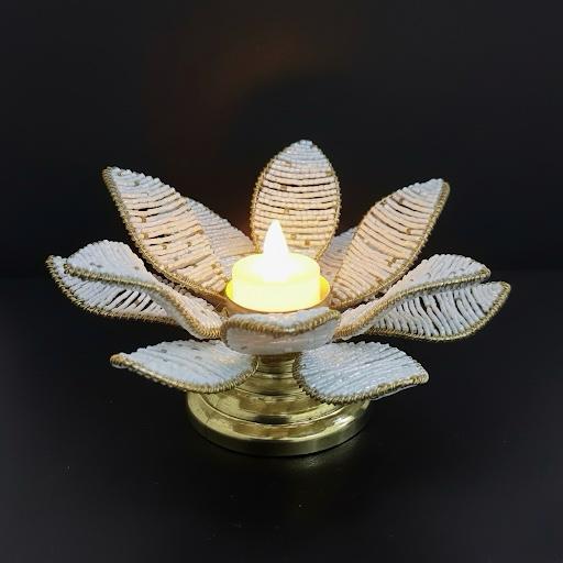 Beaded Lotus Stand - WHITE (BUY MORE, SAVE MORE!)